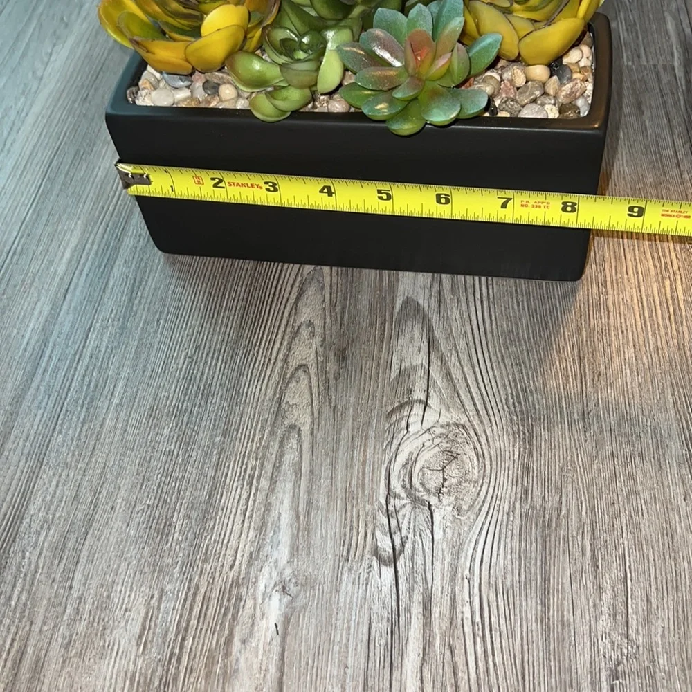 World Market Faux Succulent Arrangement In Ceramic Box-Like New